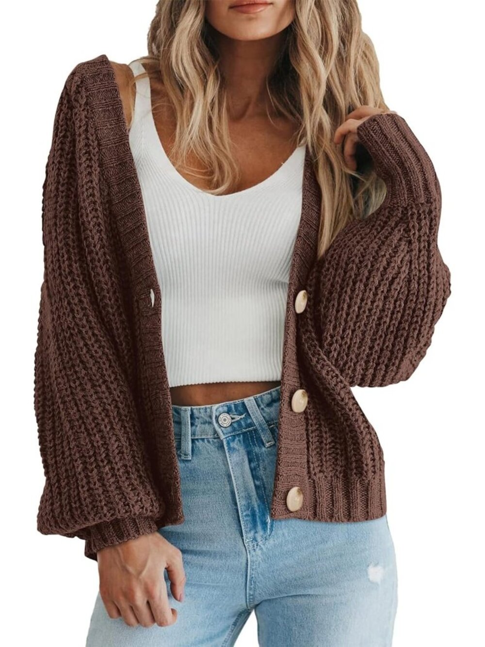 Cozy Chunky Knit Open Front Cardigan Sweater for Fall Outfits - Women's Fashion